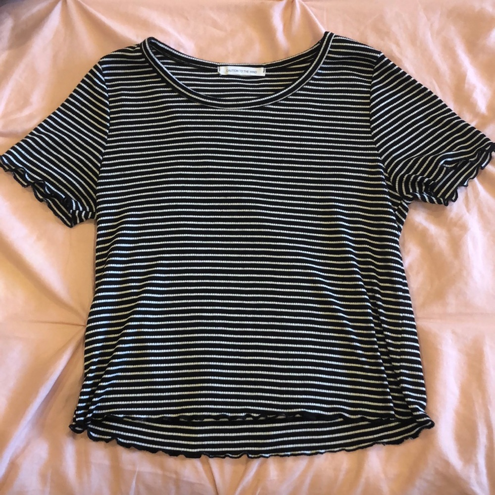 Women’s Black and White Ruffles Crop Top